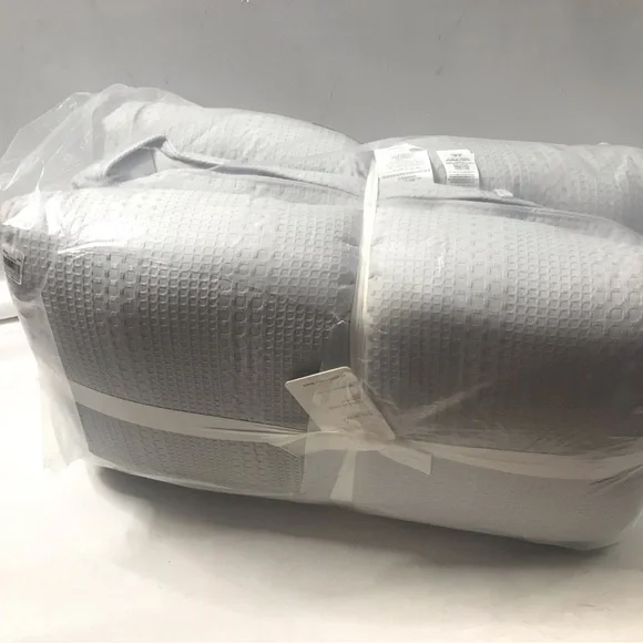 NEW Pottery Barn Honeycomb Cotton FULL/QUEEN Comforter Chambray Gray Mist READ